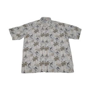 Boca Classics Men's Large Hawaiian‎ Shirt Palm Trees Swordfish Button Up
